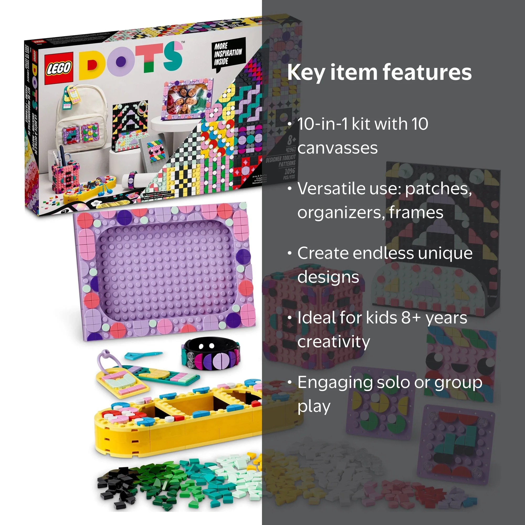 LEGO, DOTS Designer Toolkit, Patterns 41961, 10 in 1 Toy Craft Set