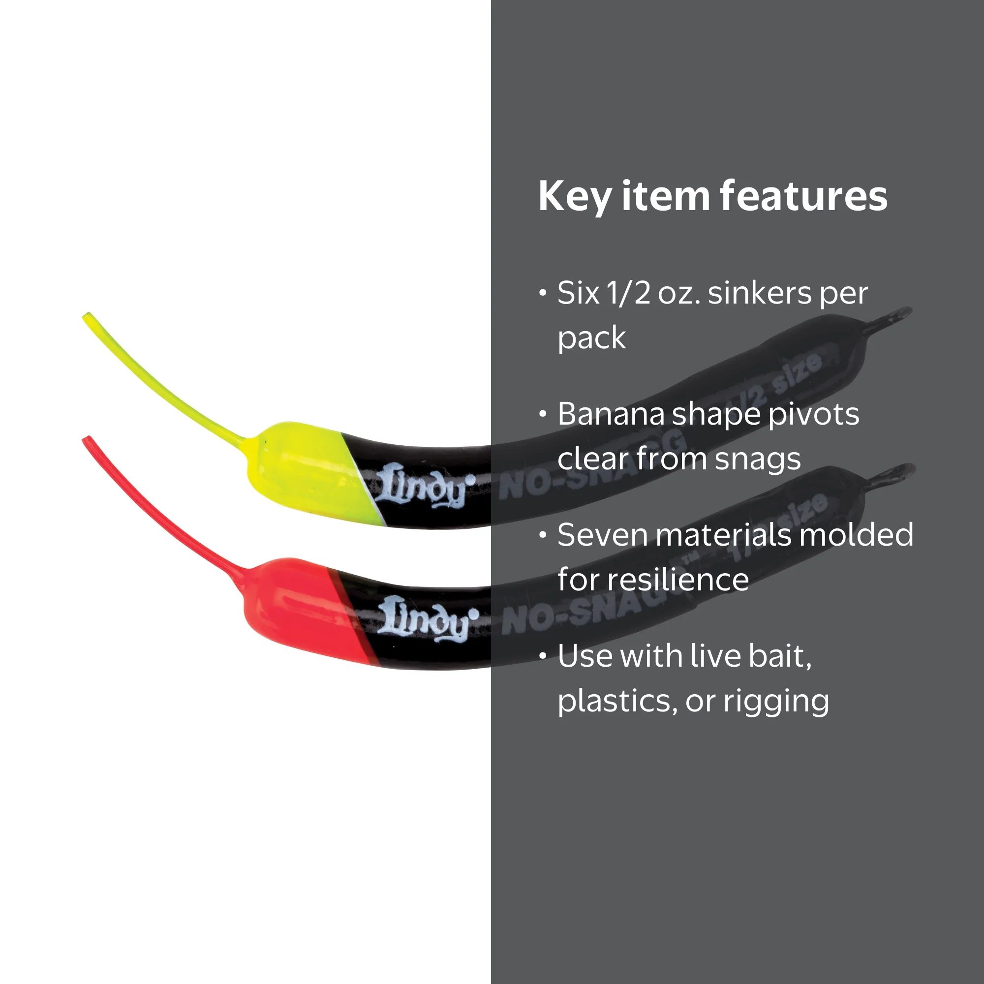LINDY, Slip Sinker Fishing Lure, 1/2 oz, Black, Water-Dynamic