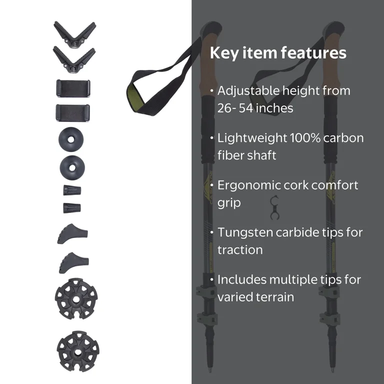 カスケードマウンテン Cascade Mountain Tech 100% Carbon Fiber Quick Lock Trekking Poles
