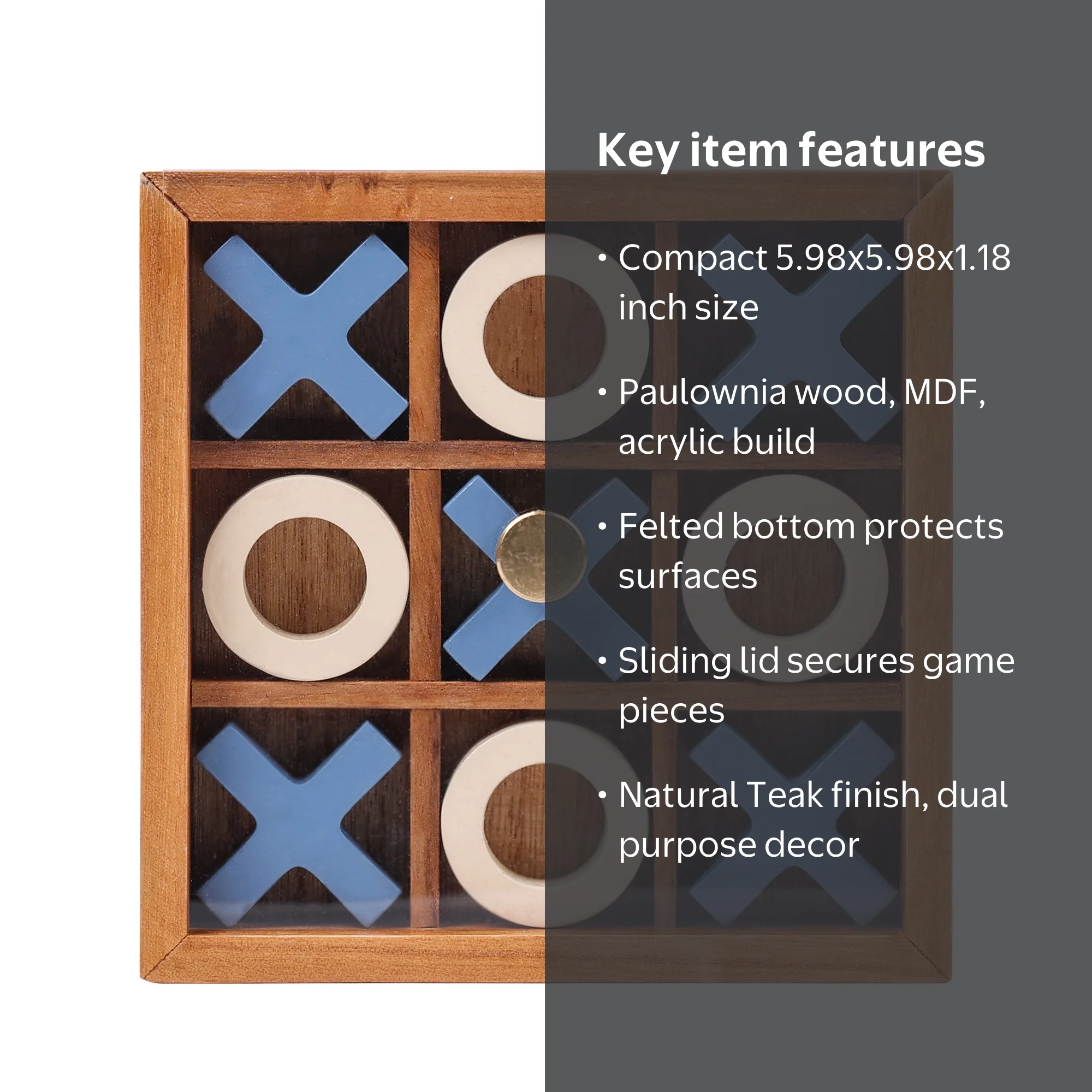 Mainstays by Becky G Decorative Blue and Wood Tabletop Tic Tac Toe