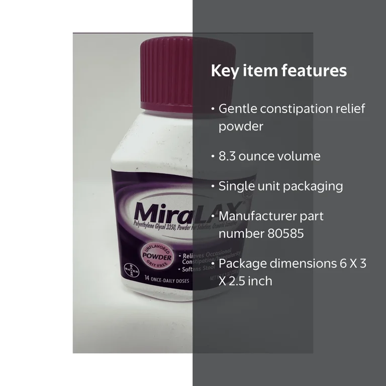 Miralax laxative powder, 8.3 oz part no. 80585 (1/ea) - Walmart.com