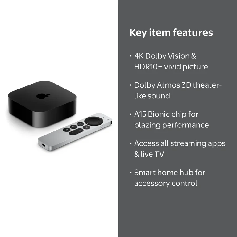Apple TV 4K 128GB Newest Streaming Media Player, Wi-Fi + Ethernet