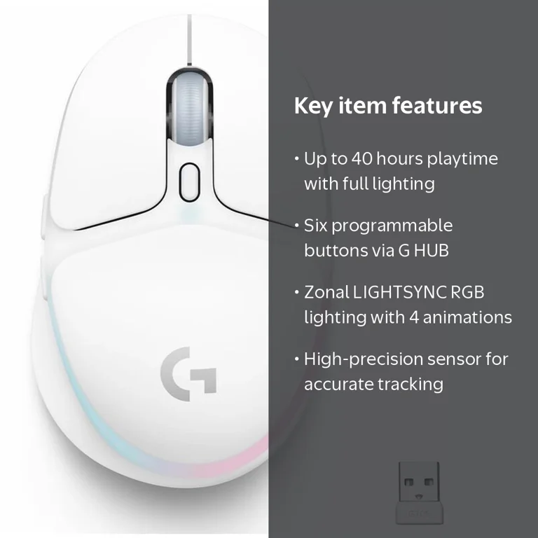Logitech G705 Wireless Gaming Mouse, LIGHTSYNC RGB, Lightspeed