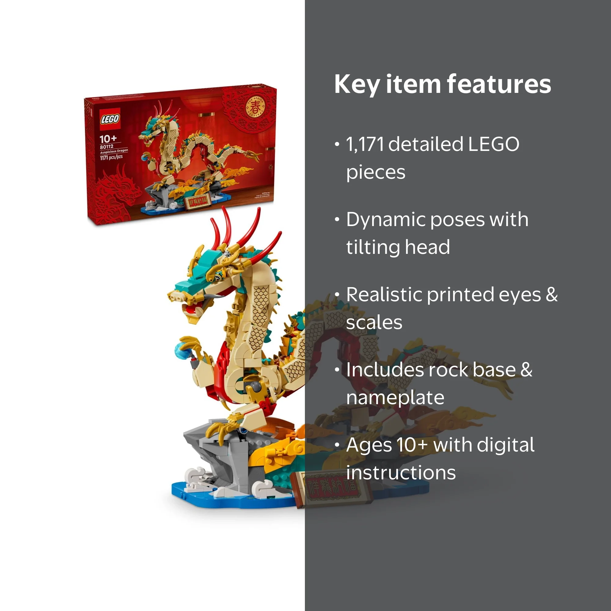 LEGO Auspicious Dragon Set, 80112, Spring Festival Buildable Toy