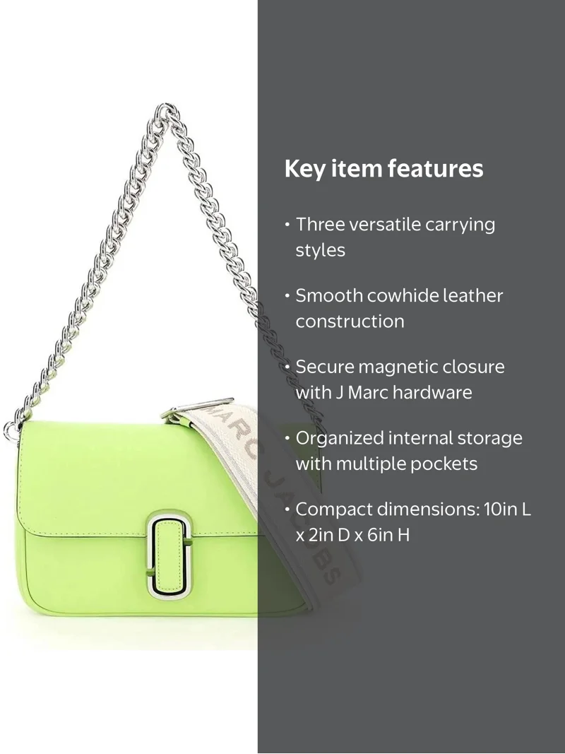 Marc Jacobs Womens The J Marc Shoulder Bag Green Glow H956L01PF22