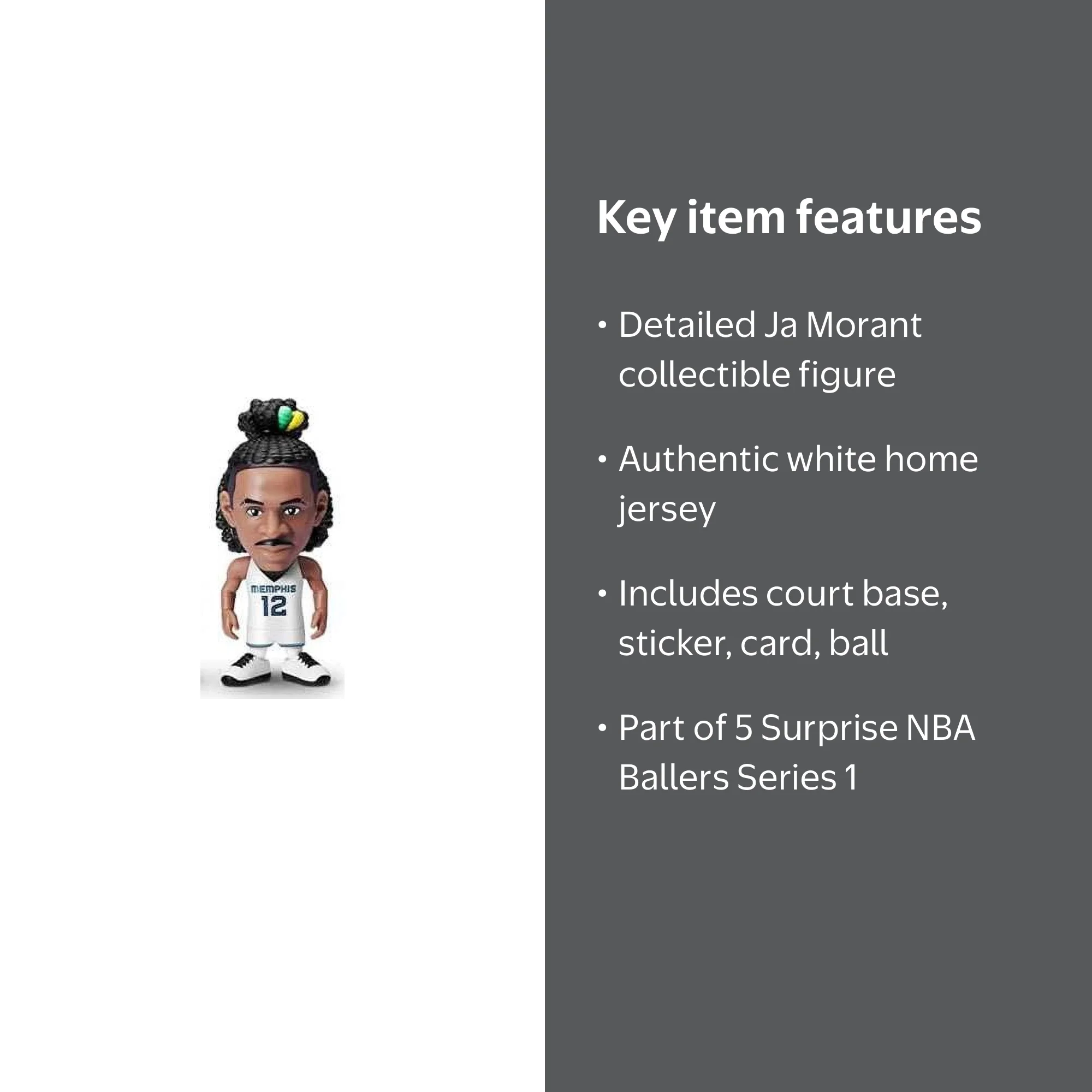 5 Surprise NBA Ballers Series 1 Ja Morant Figure (White Home