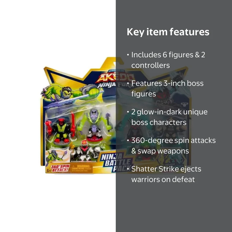 Moose Toys Legends of Akedo Ninja Fury Action Figures, 6pk, Glow