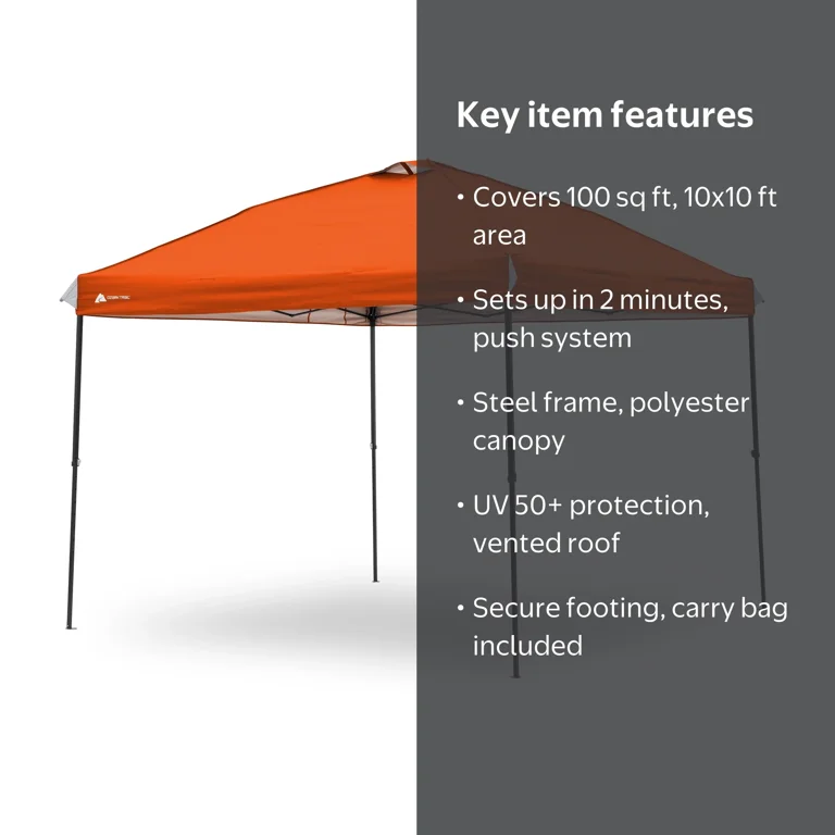 Ozark Trail 10x10 Instant Pop Up Canopy Tent with Simple Push