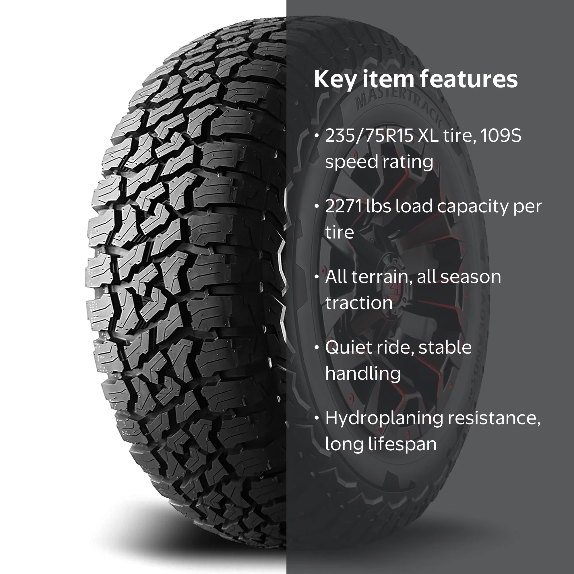Mastertrack, Badlands AT All Terrain Tire, 235/75R15, All Season
