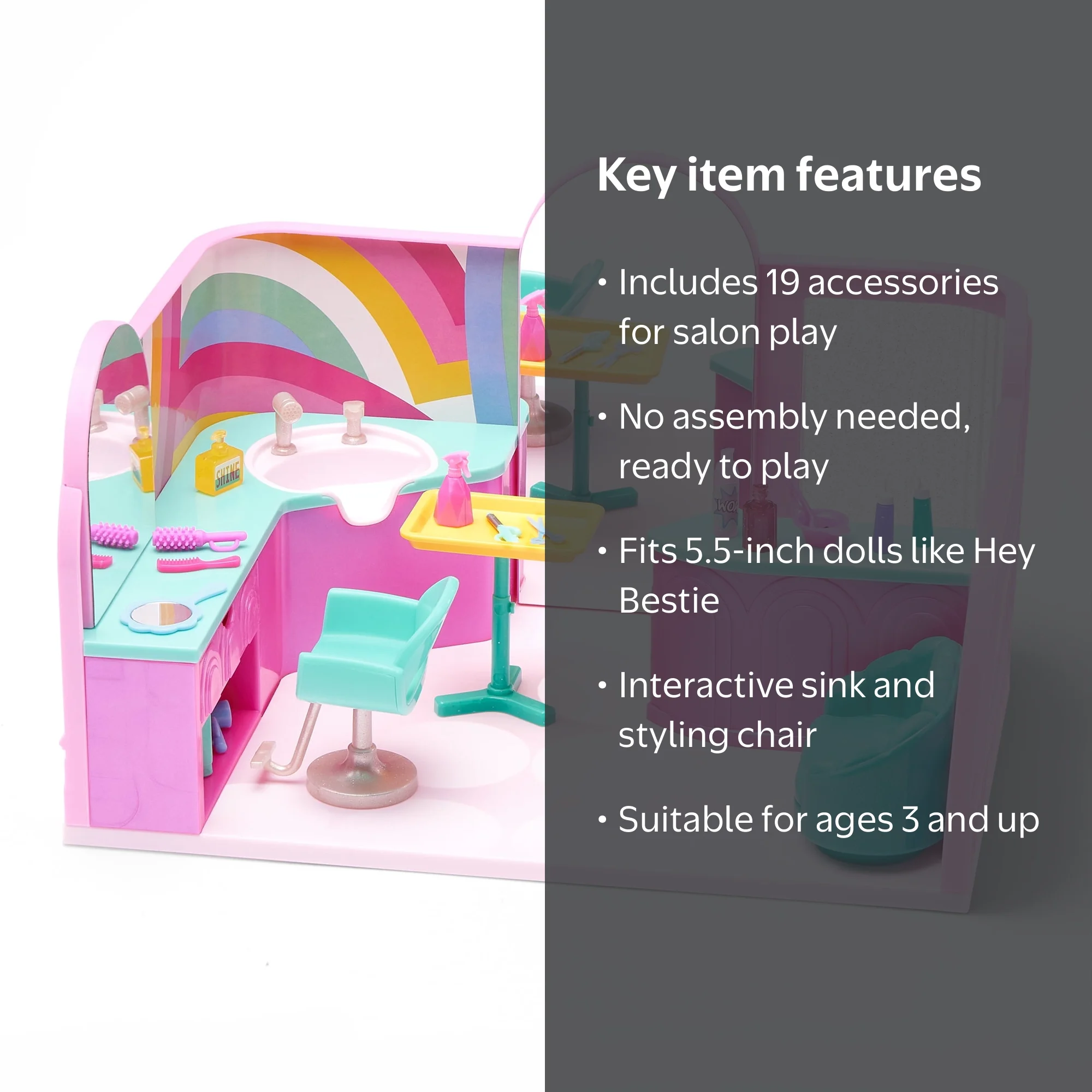 Hey Bestie Lush & Lovely Hair Salon Playset for Small Dolls with