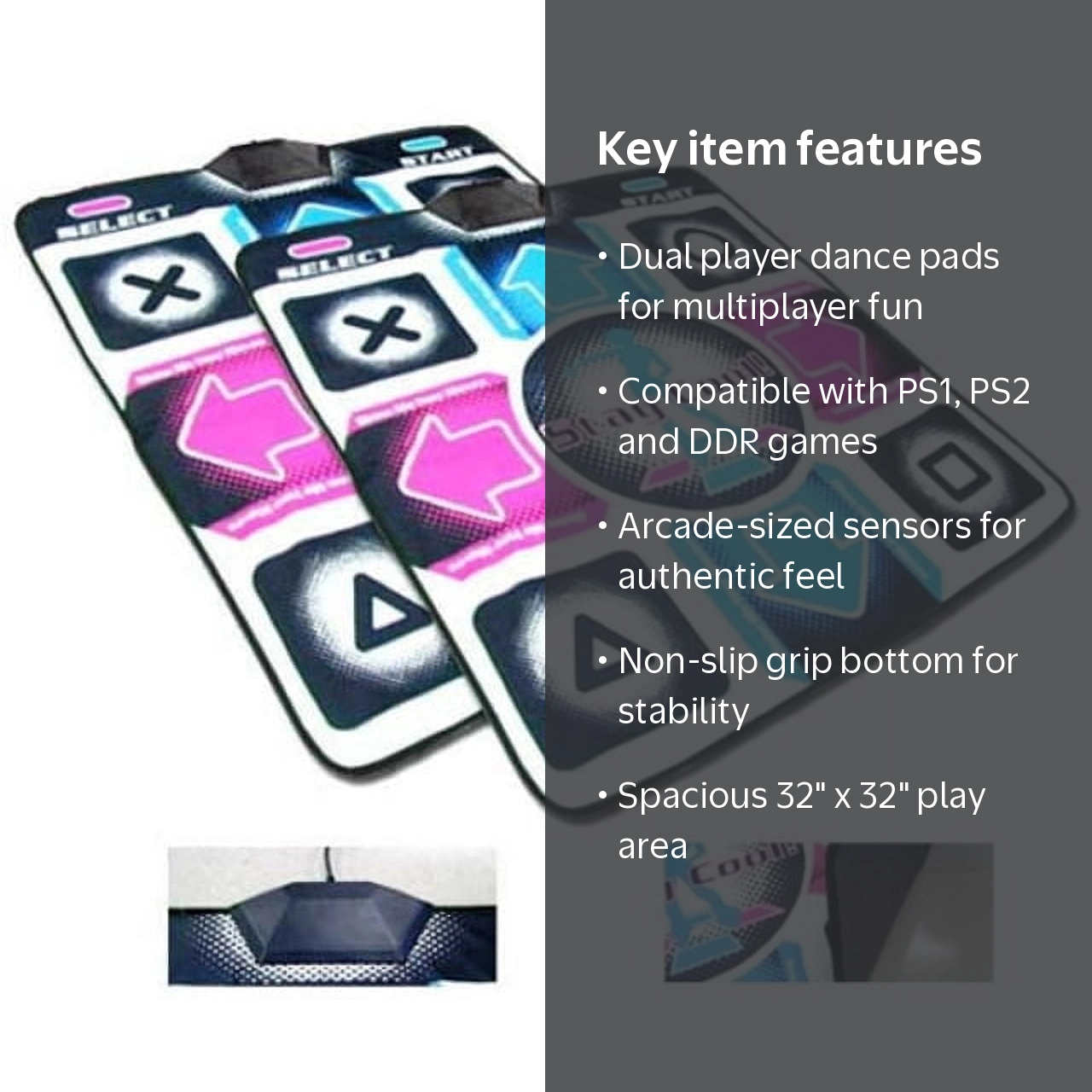Dance Revolution Non-Slip Dance Mats for PlayStation 1 & 2 with 8