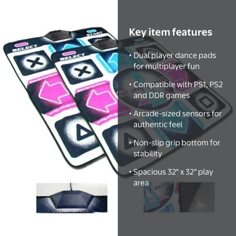 Dance Revolution Non-Slip Dance Mats for PlayStation 1 & 2 with 8