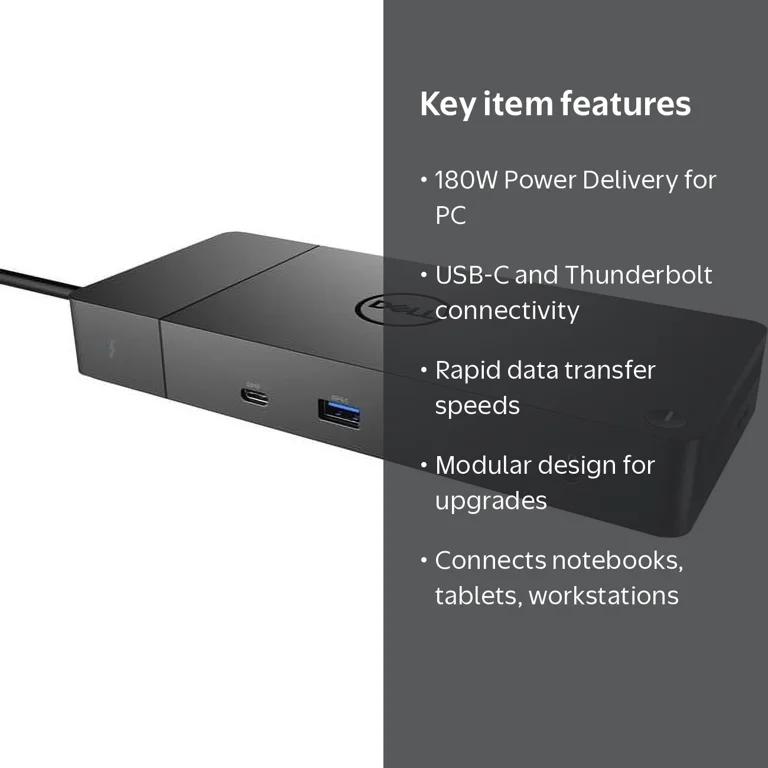 Dell, USB Type C Docking Station, 180W, Black, 3.5