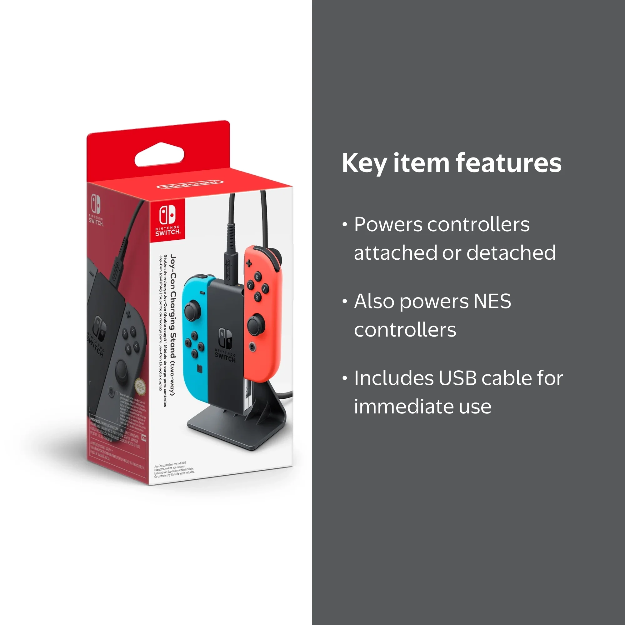 Nintendo, Joy-Con Charging Stand, Two-Way, Includes USB Cable