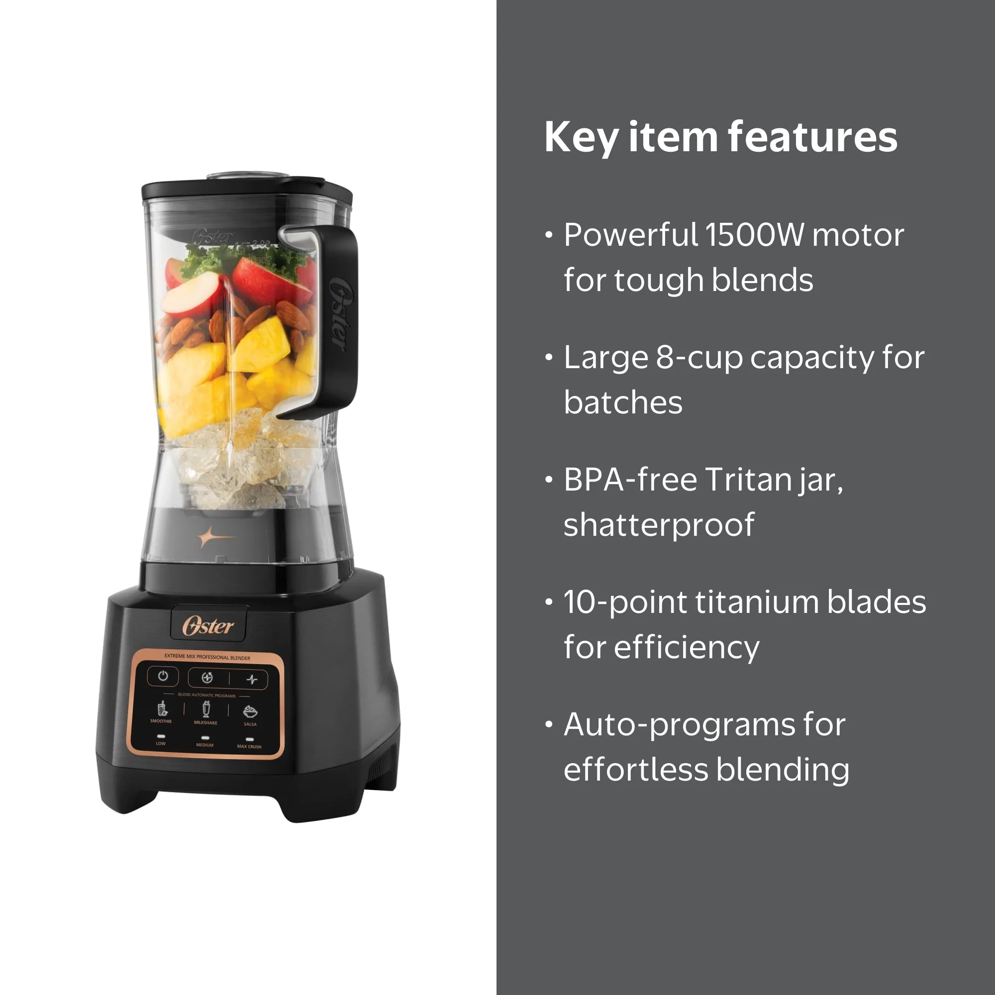 Oster, Extreme Mix Blender, 1500W High Speed, 8-Cup Auto Programs