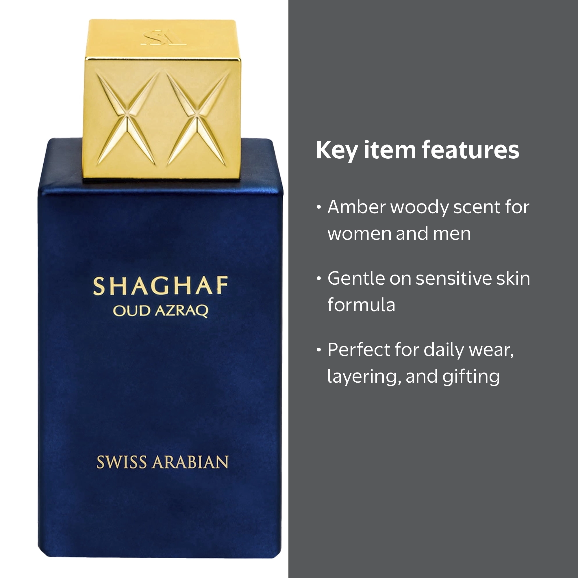 Swiss Arabian, Shaghaf Oud Azraq, Arabian Perfume for Men, 2.5 oz