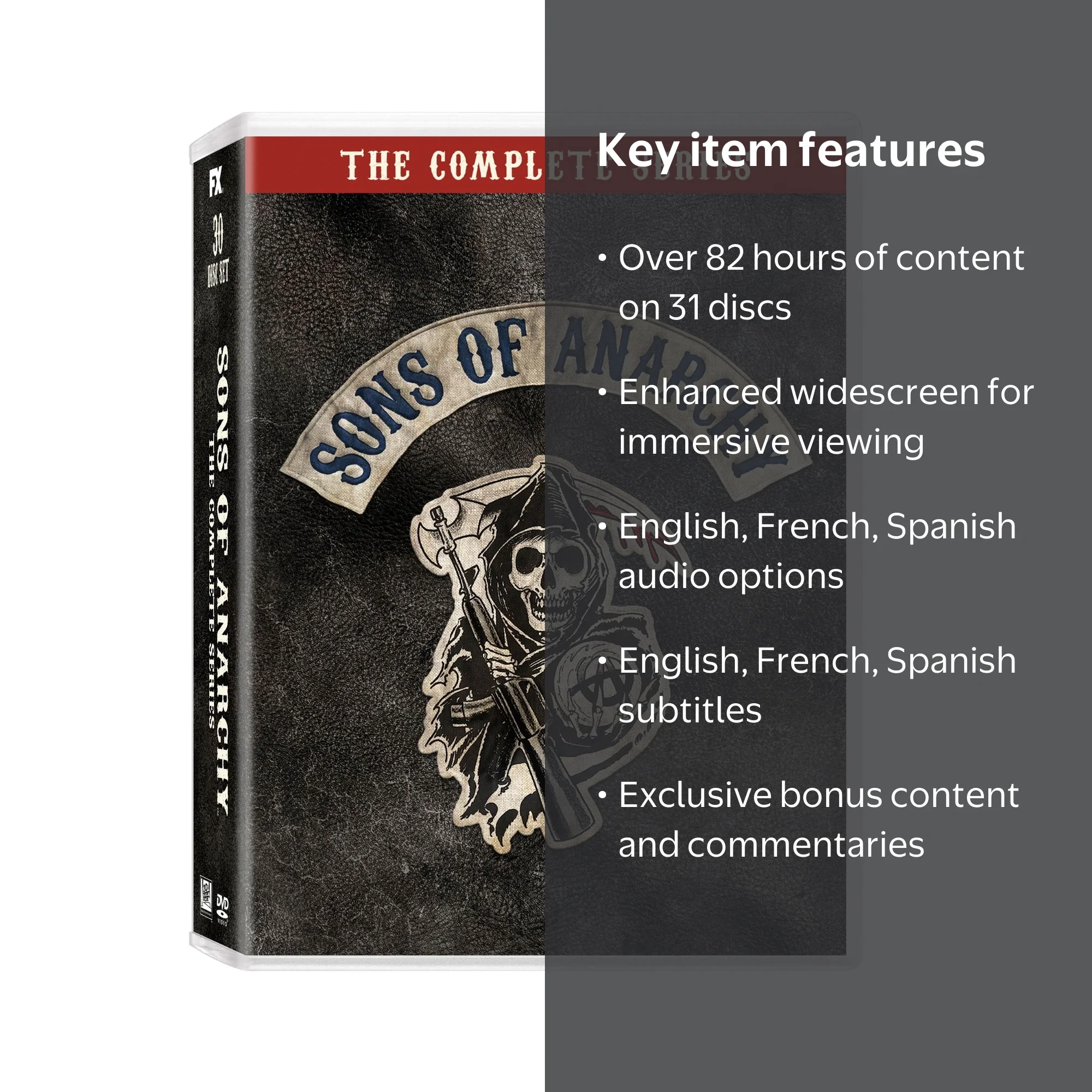 Sons of Anarchy: The Complete Series DVD, 91 episodes on 31 discs