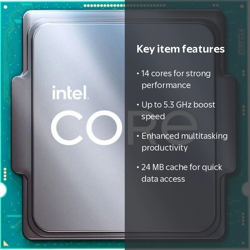 Intel, Core i5-14600K Processor, 14 cores, 3.5 GHz base, 5.3 GHz