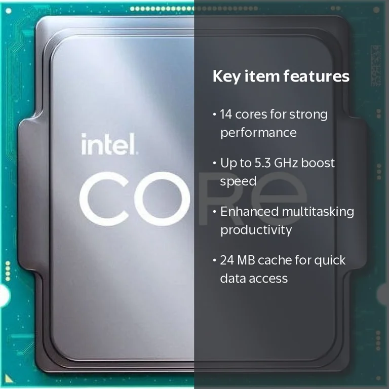 Intel, Core i5-14600K Processor, 14 cores, 3.5 GHz base, 5.3 GHz