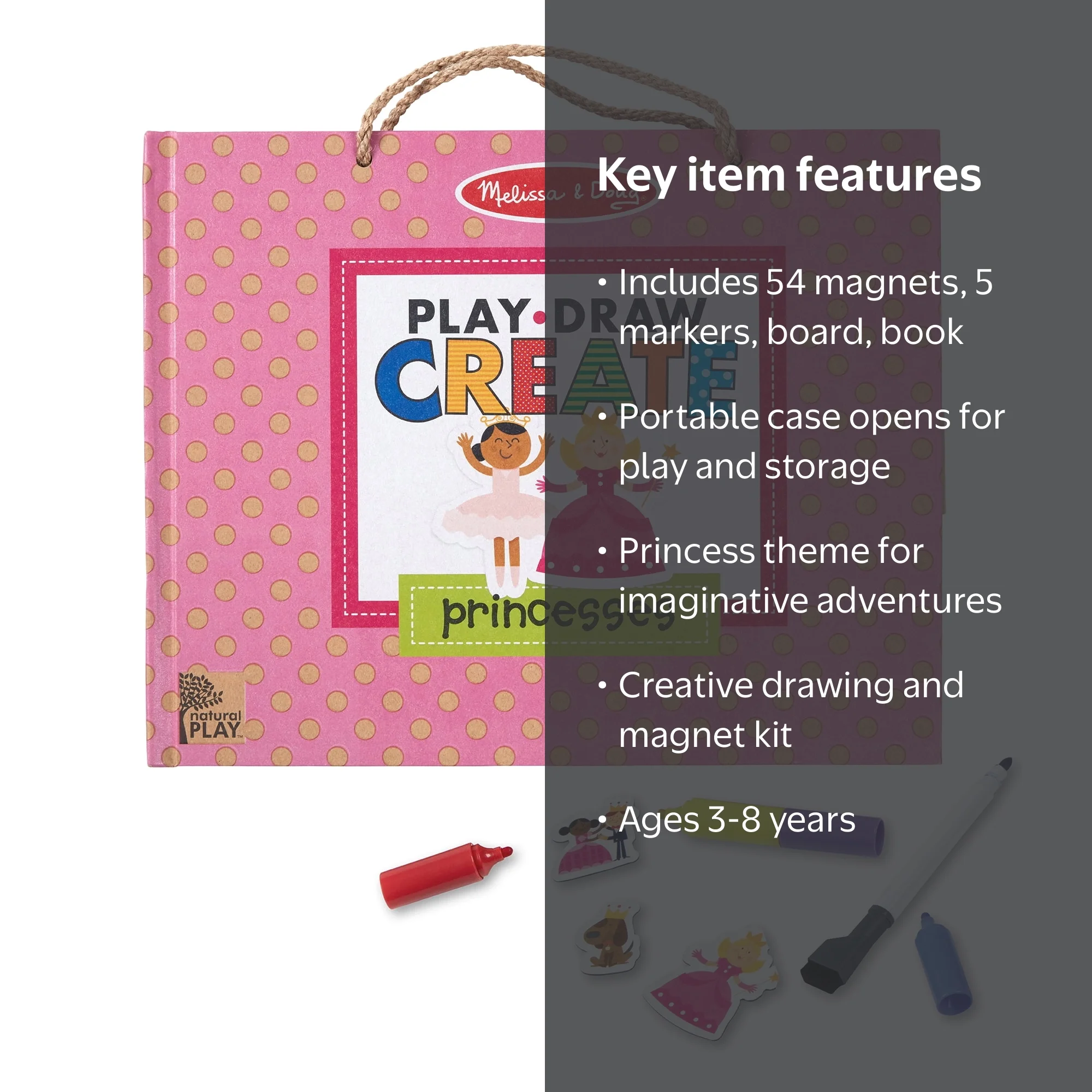 Melissa & Doug Natural Play: Princesses Reusable Drawing & Magnet
