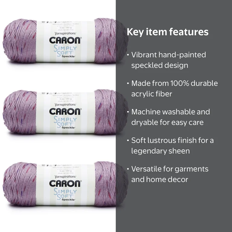 Caron, Acrylic Yarn, #4 Medium Speckle, Snapdragon 3 Pack