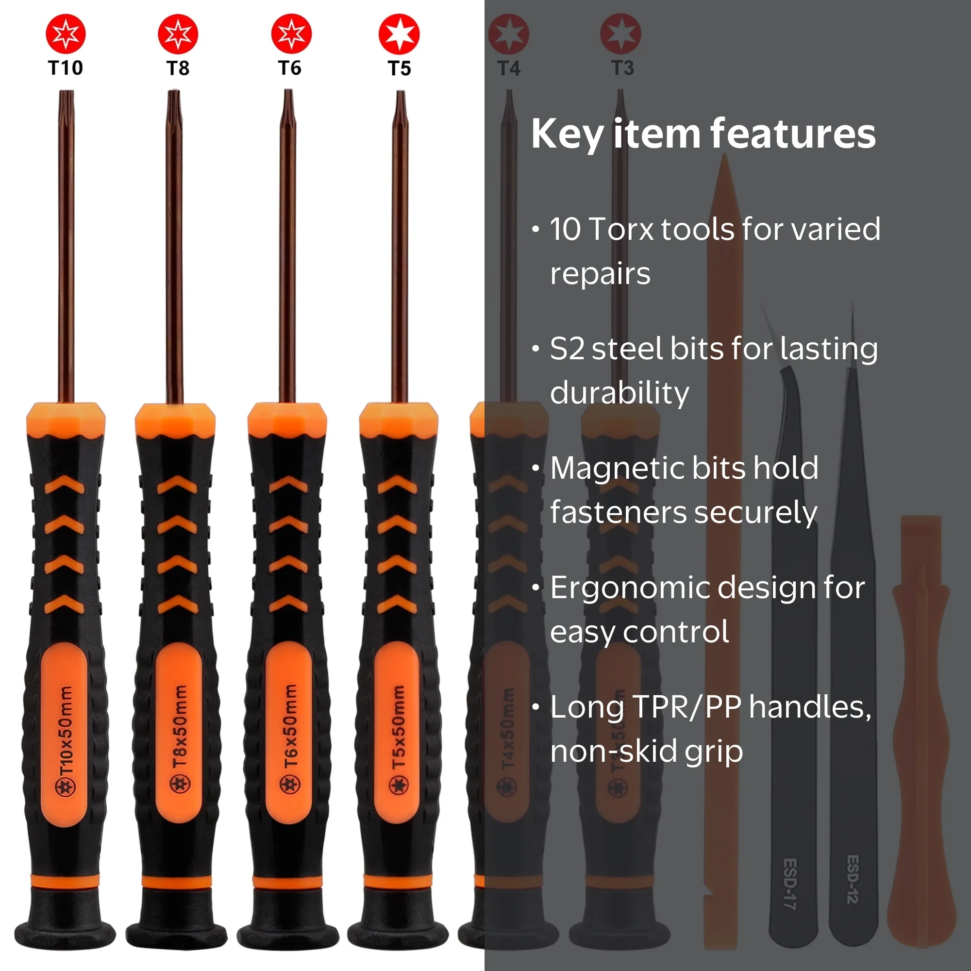 DISEN 10-in-1 Torx Screwdrivers Repair Set with Magnetic T3 T4 T5