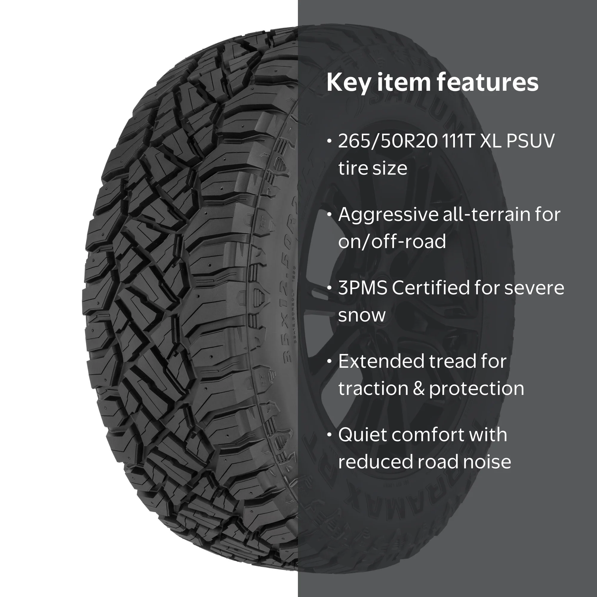 Sailun, Tire, 265/50R20 111T XL PSUV, Rugged Terrain - Walmart.com