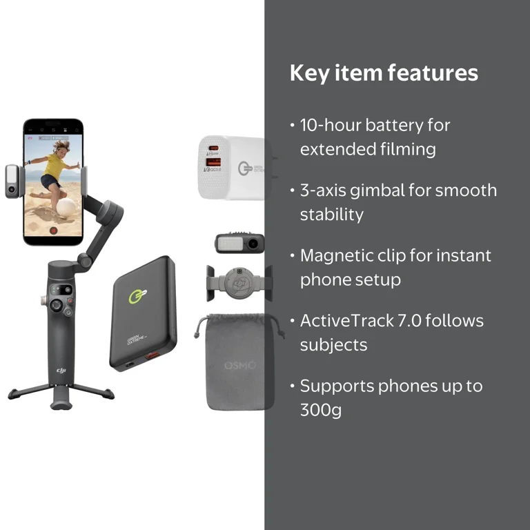 DJI Osmo Mobile 7P Gimbal Stabilizer for iPhone, Android, Native