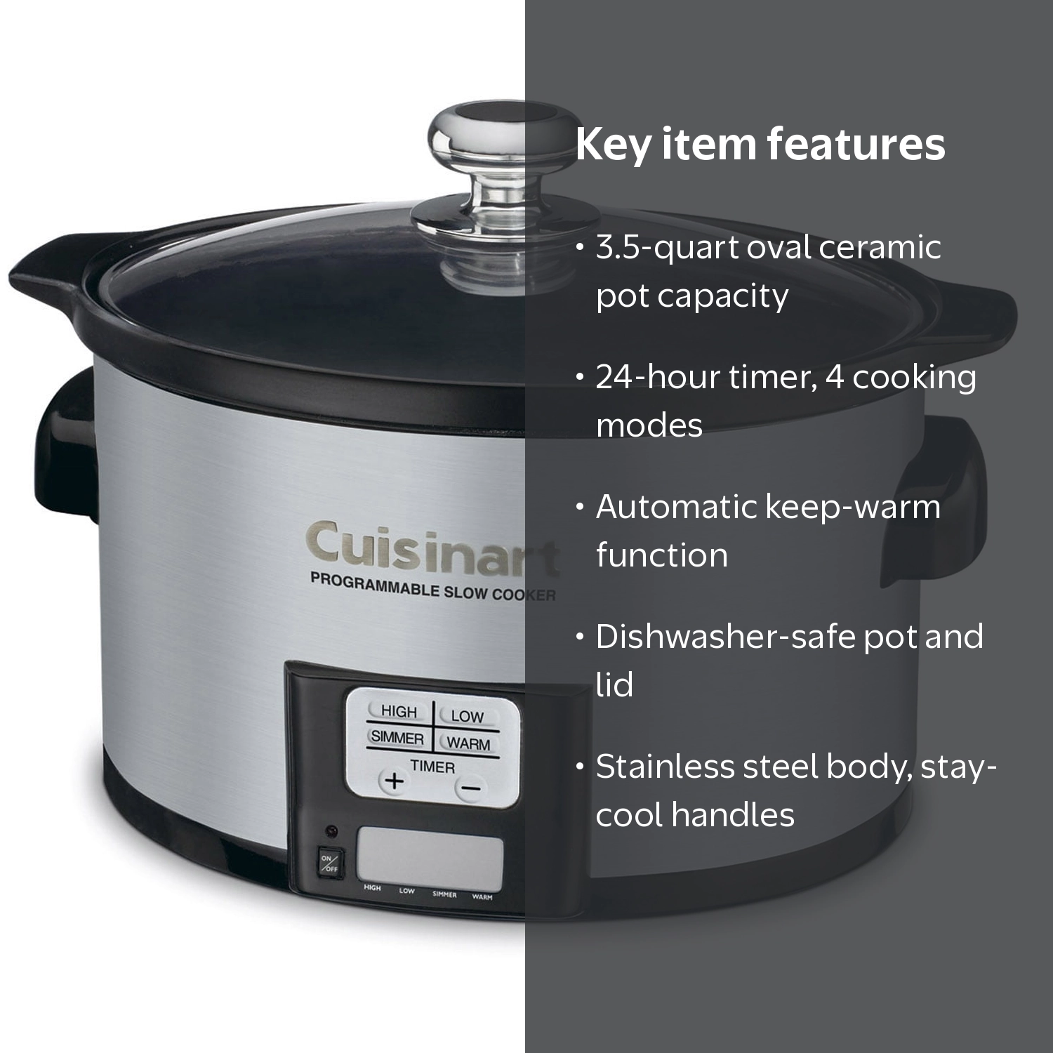 Cuisinart, Programmable Slow Cooker, 3.5 qt, Stainless Steel