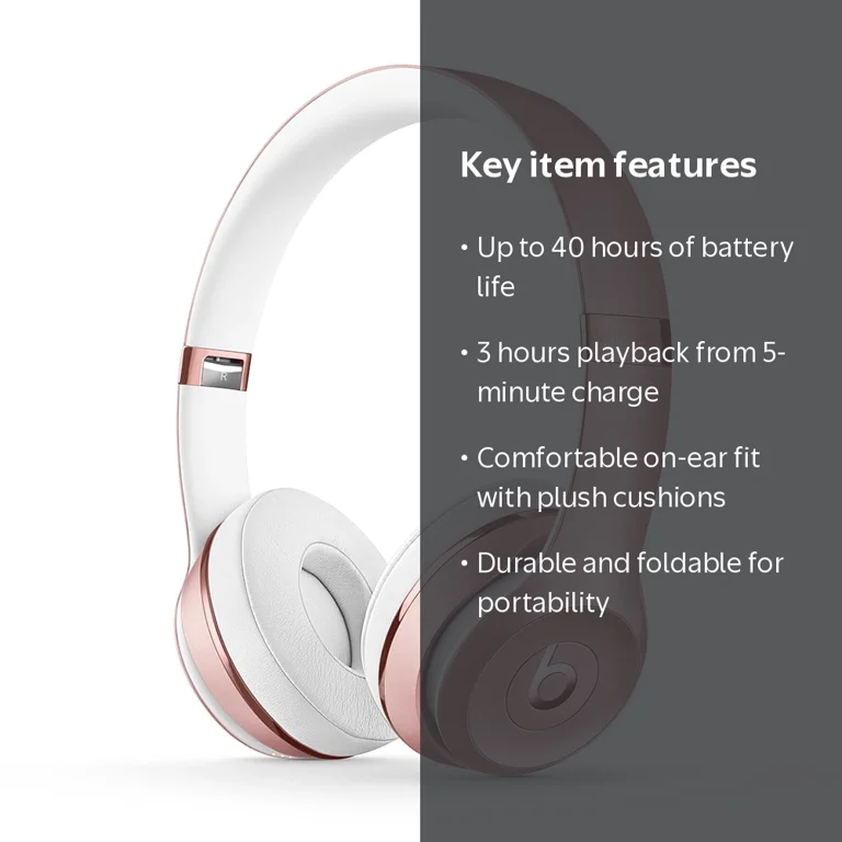 Beats by Dr. Dre, Headphones, Solo3, Rose Gold Wireless Bluetooth