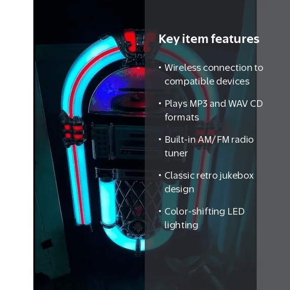 Retro JUKEBOX Wireless Wood Sound System CD MP3 Radio Wireless
