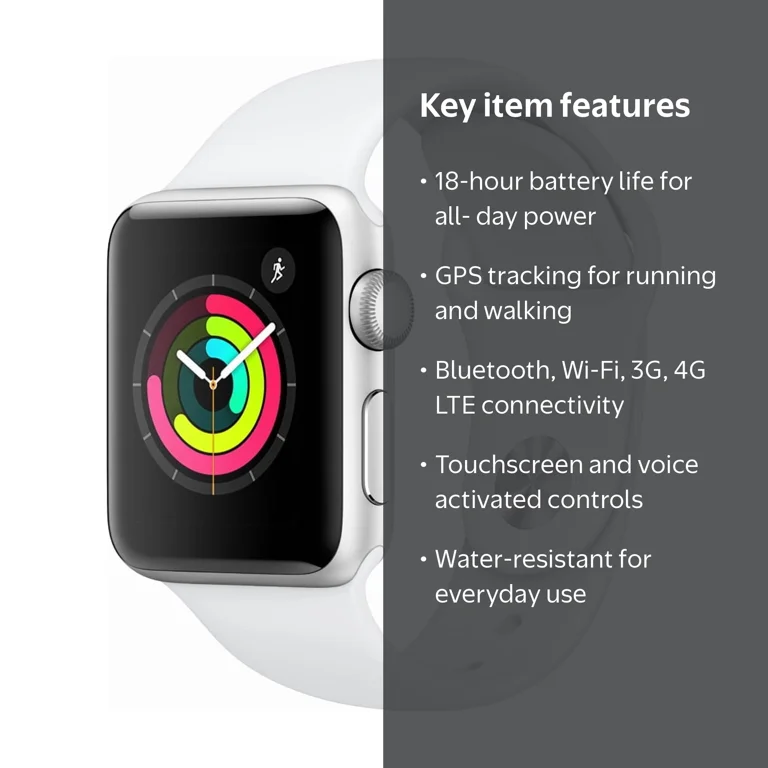 Apple Watch Series 3 GPS Smart Watch, 18 Hour Battery Life
