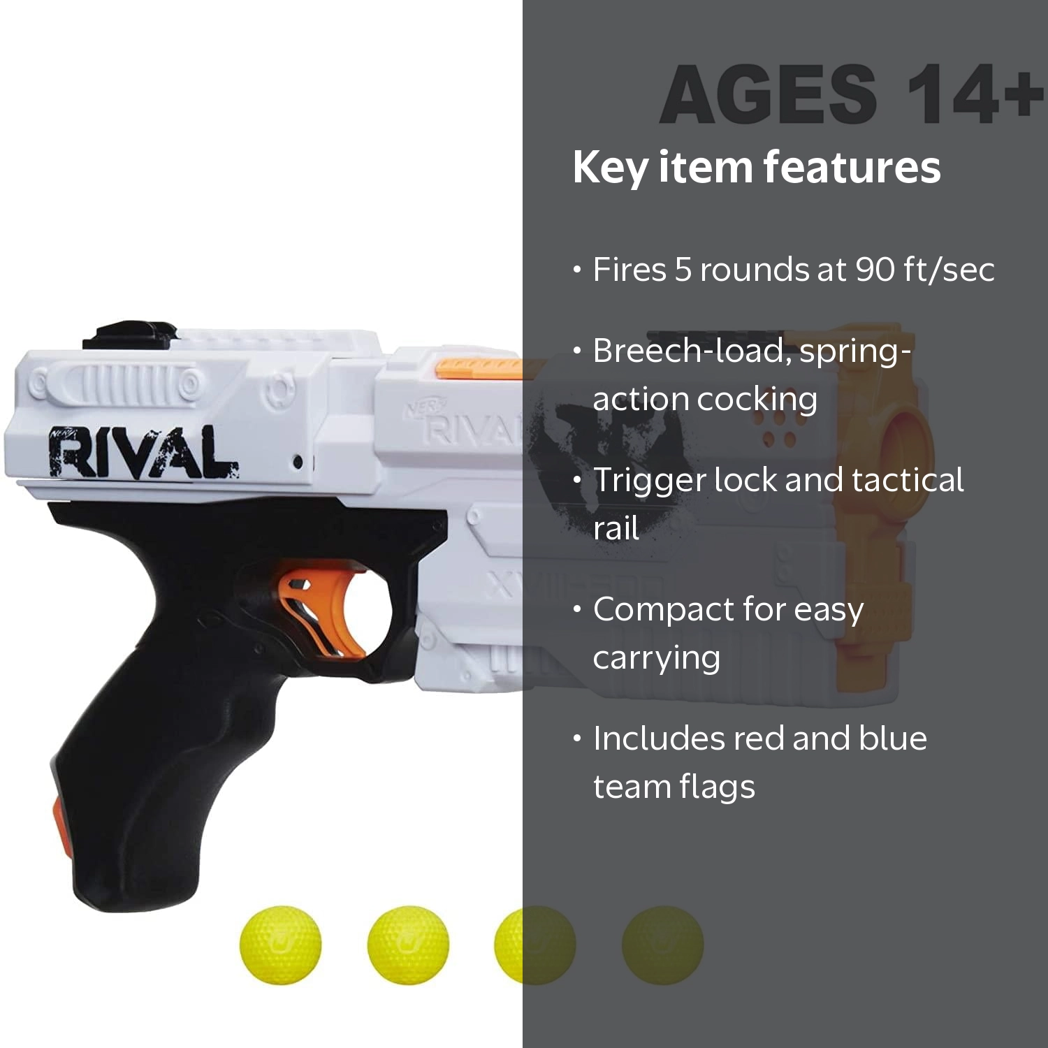 Hasbro NERF Rival Phantom Corps XVIII-500 Kronos Blaster with 5