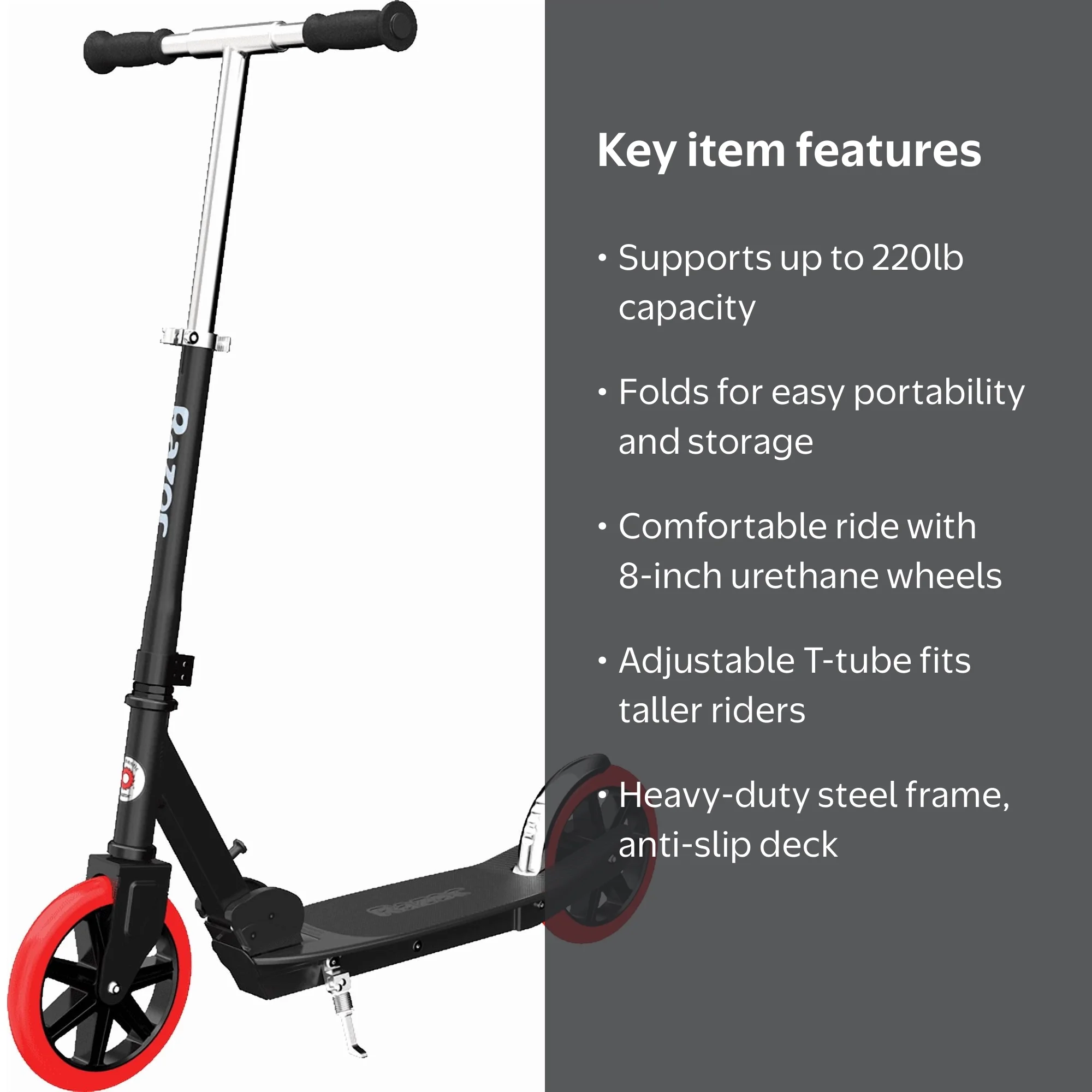 Razor Carbon Lux Kick Scooter - Red/Black, Spoked Large Wheels