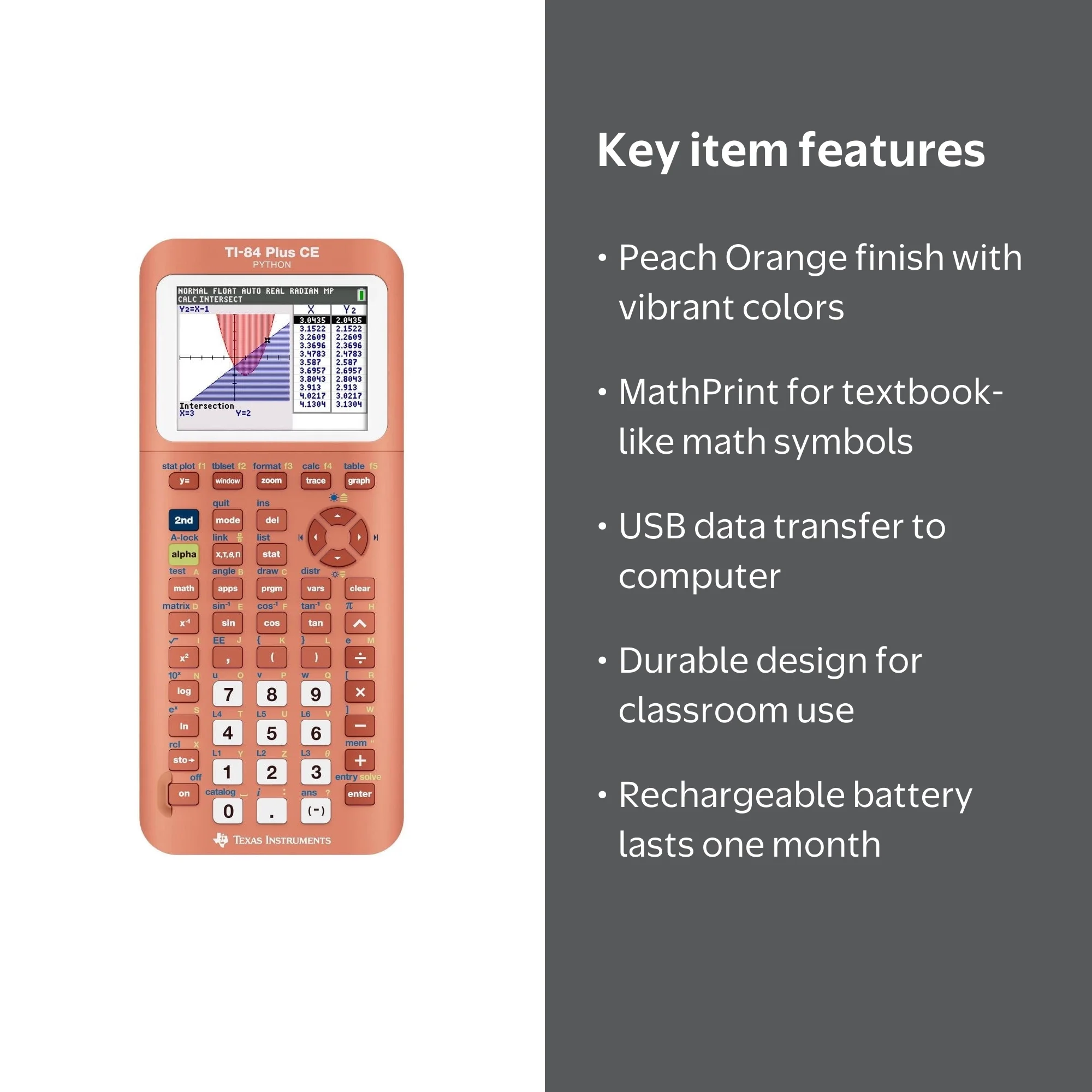 Texas Instruments CE Graphing Calculator 84+ - Peach Orange