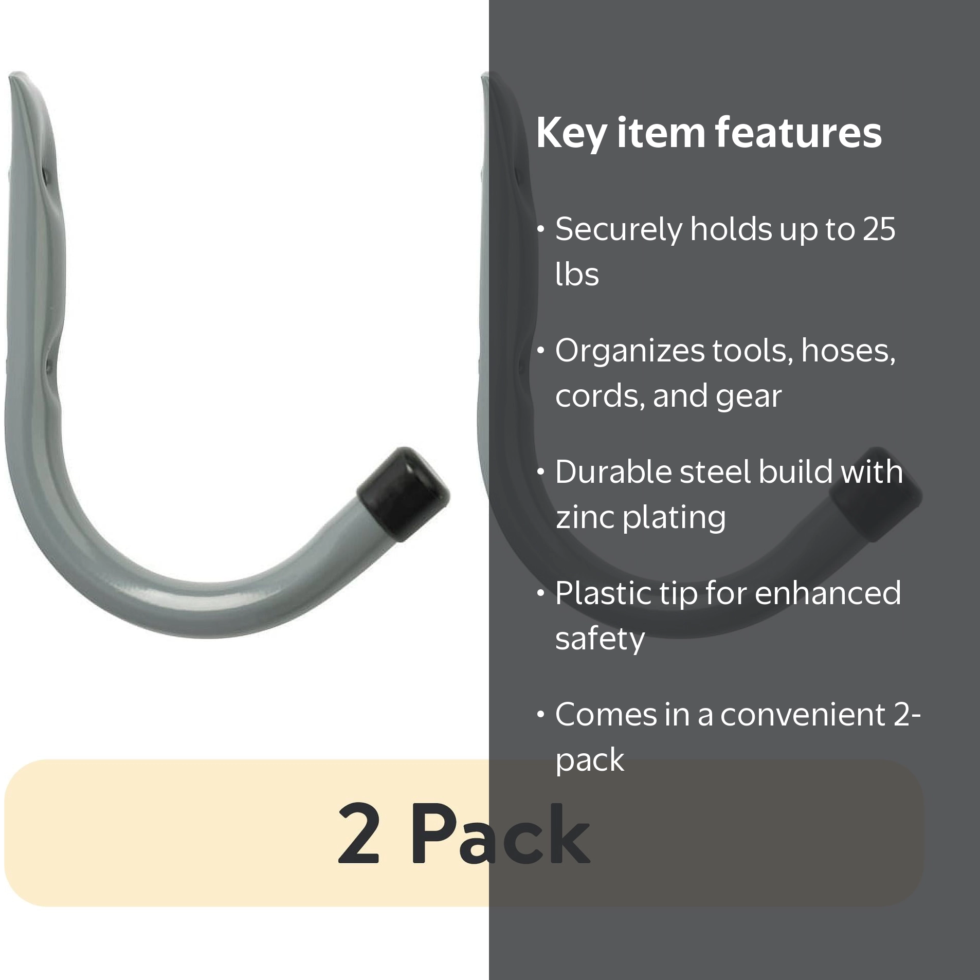 2 pack) Hyper Tough 6 in. Wall Mounted Steel Garage Utility J Hook