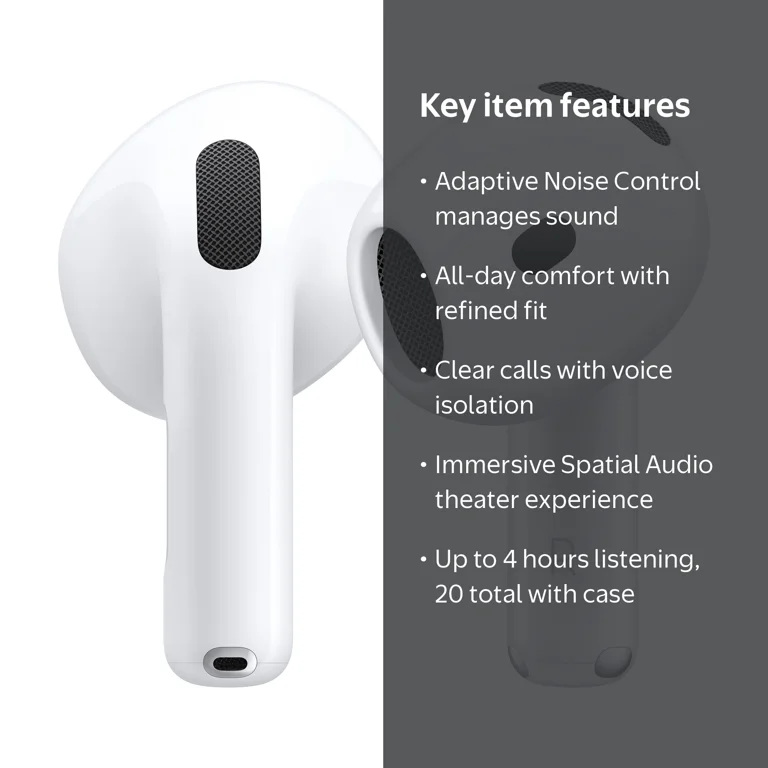 Apple AirPods 4 Active Noise Cancellation, Redesigned Case, All