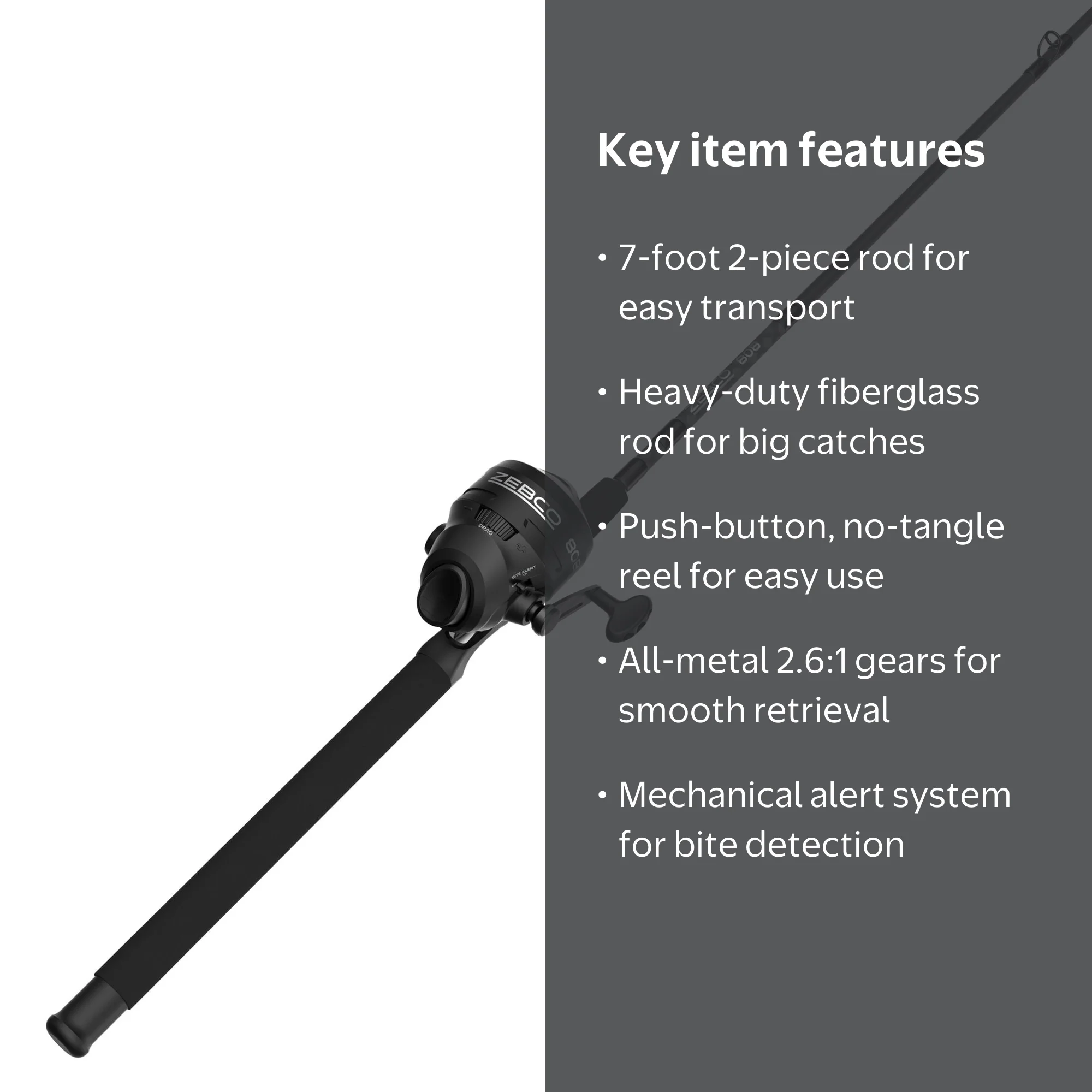 Zebco 808 Spincast Reel and Fishing Rod Combo, 7-Foot 2-Piece Rod