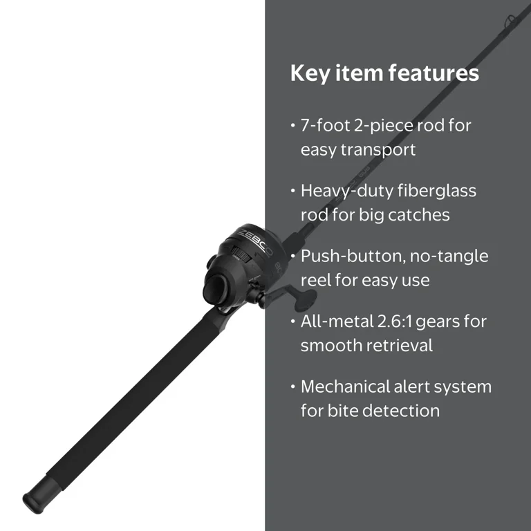 Zebco 808 Spincast Reel and Fishing Rod Combo, 7-Foot 2-Piece Rod