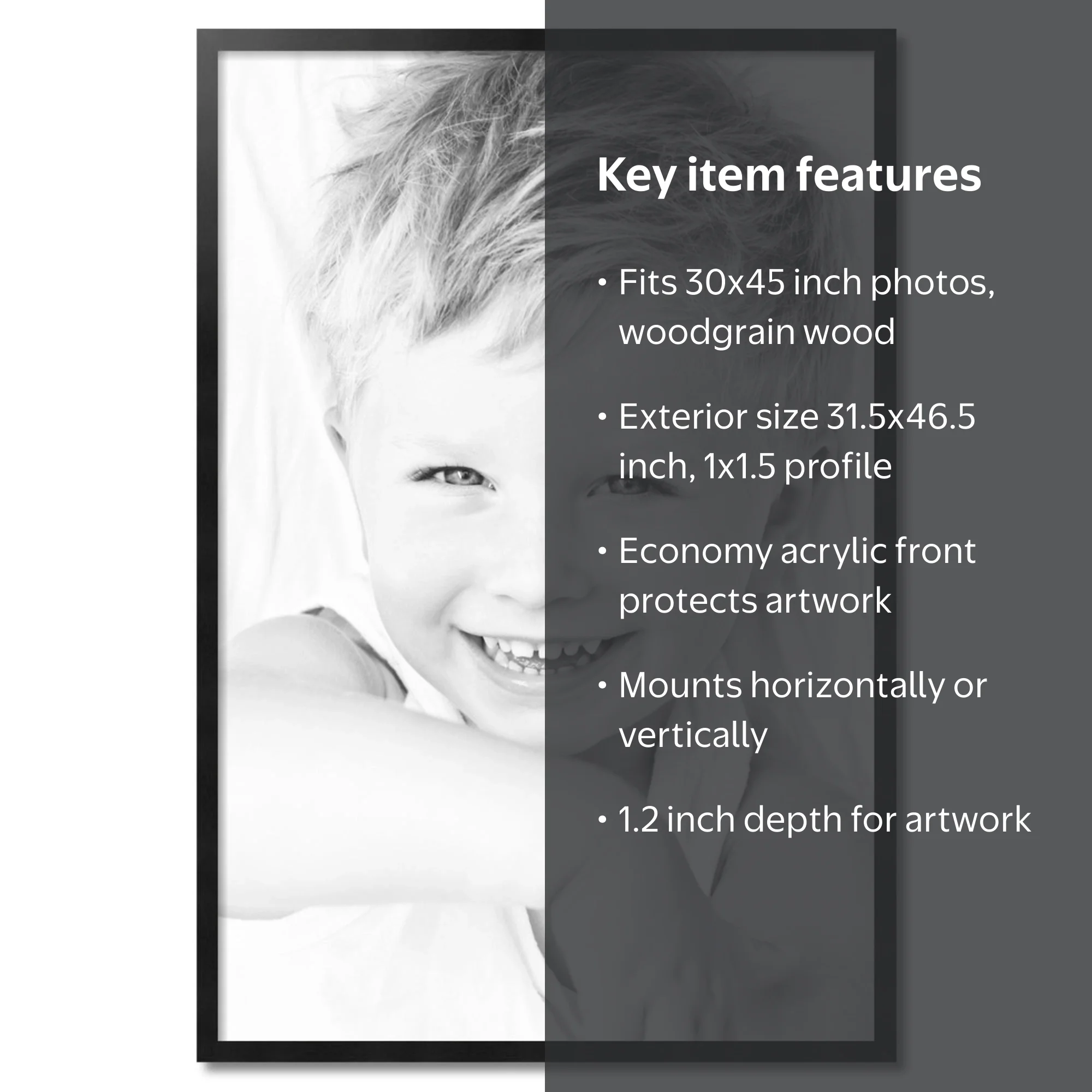 ArtToFrames 30x45 Black Wood Picture Frame, Shadowbox, Acrylic