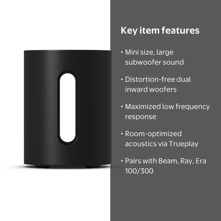 Sonos Sub Mini Wireless Bluetooth Home Surround Sound Speaker
