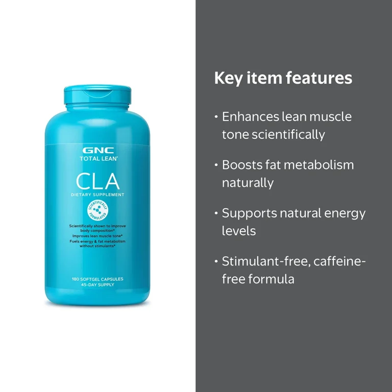 GNC Total Lean CLA | Improve Body Composition & Lean Muscle Tone, Fuels Fat Metabolism & Energy without Stimulants | Gluten Free
