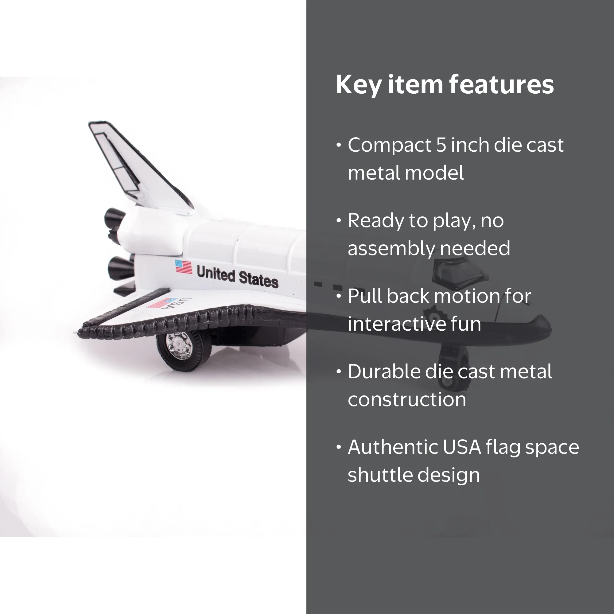 JFL Enterprises Space Shuttle Model, Die Cast Metal, 5 Inches