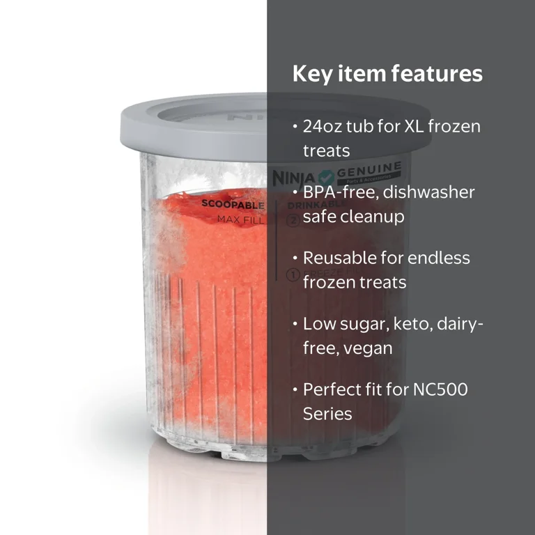 Ninja CREAMi XL Tub & Lid, Compatible with NC500 Ninja CREAMi, XL