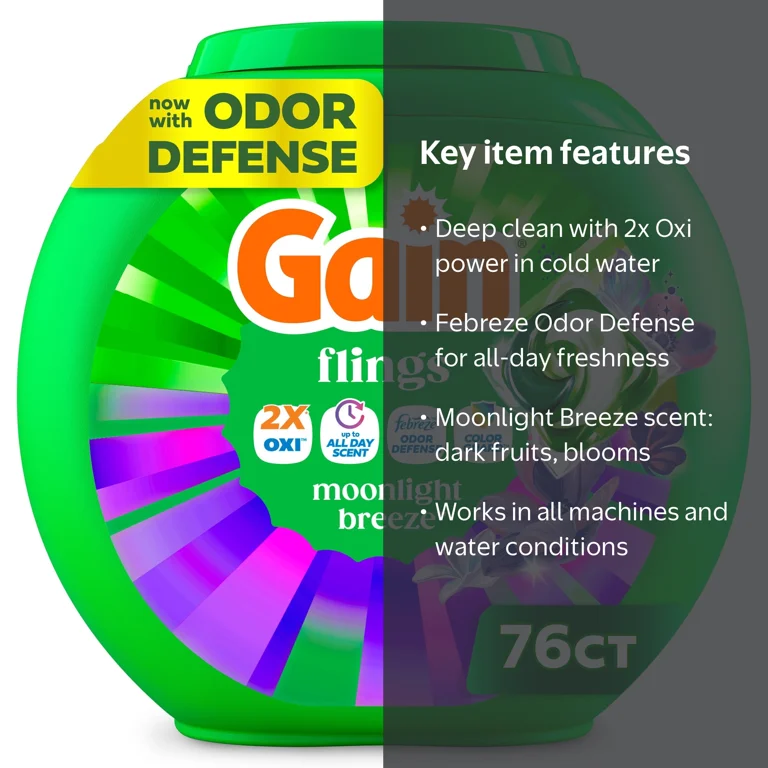 Gain Flings 3-in-1 Laundry Detergent Pacs, Oxi Boost and Febreze