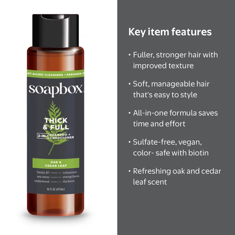 Soapbox Men's Thick and Full 2-in-1 Shampoo and Conditioner 16 fl