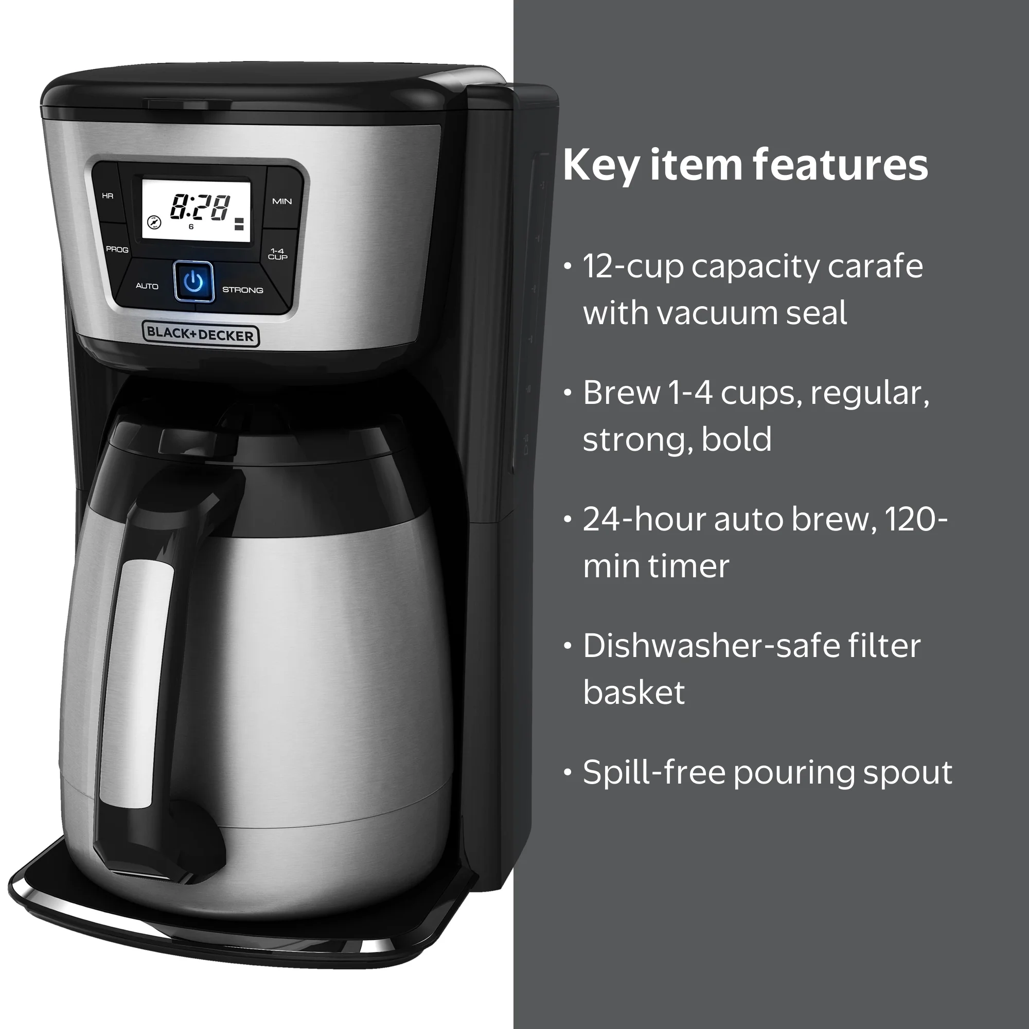 BLACK+DECKER, 12-Cup Thermal Coffee Maker, Stainless Steel Carafe