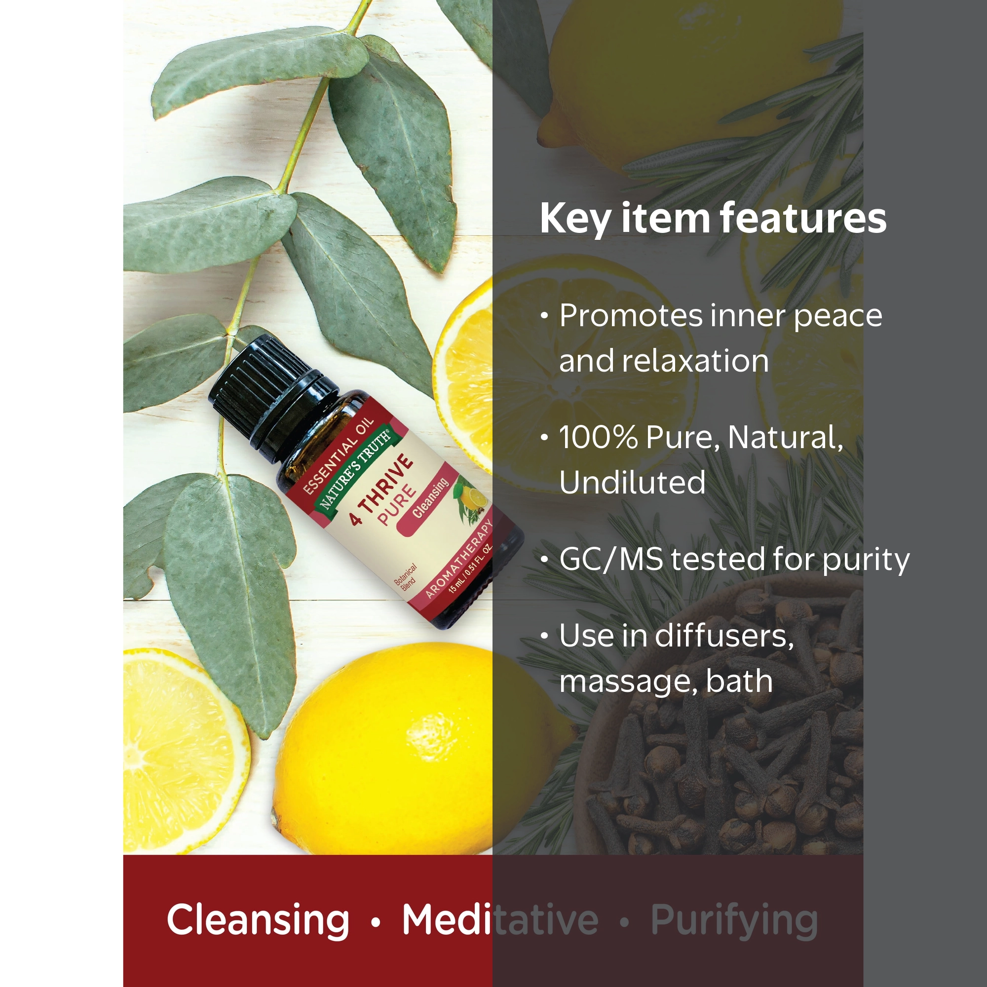 Truth Pure Cleans 3本セット Nature's Truth 4 Thrive Essential Oil Blend | 15 mL | Pure Blend