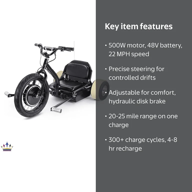 MotoTec Foldable Motorized Drift Trike - Electric 48v 3-Wheel