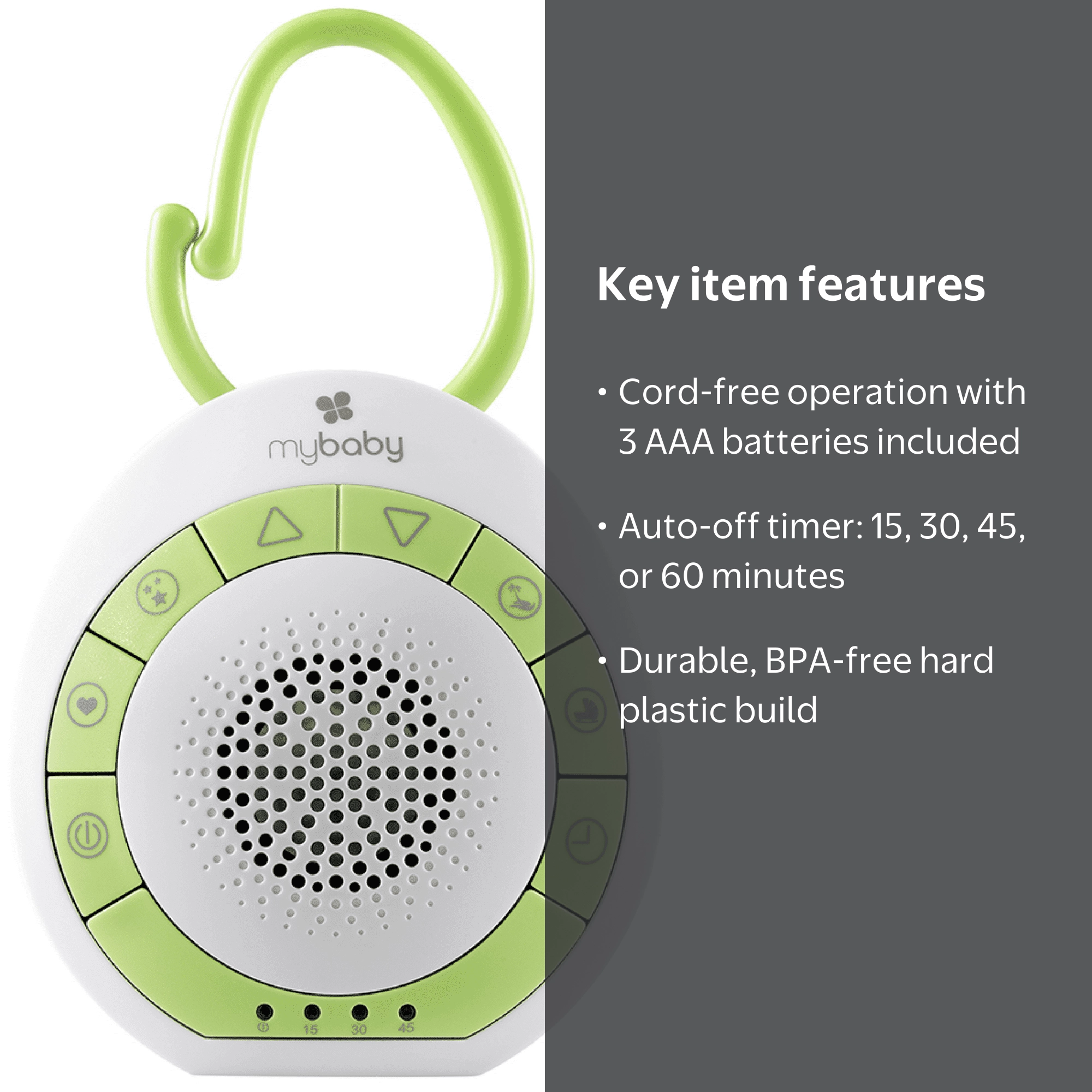 Homedics Baby Sound Machine Portable White Noise with 4 Soothing